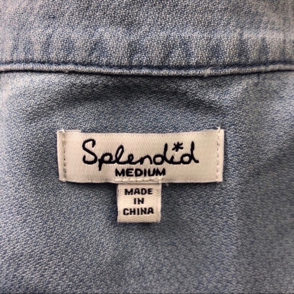 Splendid Cambray Henley Dress Crosshatch Light Blue Size Medium - Picture 7 of 8